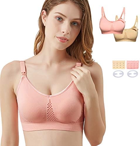 YIVEKO Womens Seamless Sleep Nursing Bra for Breastfeeding Maternity Bras Bralette S-XL with Extra Bra Extenders & Clips