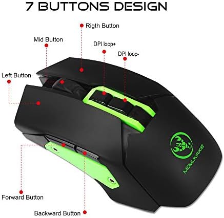 huoaoqiyegu MOYUKAXIE X80 Optical Wireless Gaming Mouse with Side Buttons 7 Bright Colors LED Backlit Gaming Mice Under 20 Dollars for PUBG Pro Gamer