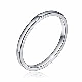THREE KEYS JEWELRY 2mm 4mm 6mm 8mm White Tungsten Ring for Women Mens Polished Classic Wedding Band Ring