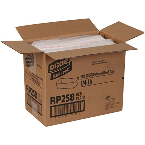 Dixie 0.25# Polycoated Paper Food Tray by GP PRO (Georgia-Pacific), Kant Leek, Red Plaid, 0.25lb, RP258, 1,000 Count (250 Trays Per Pack, 4 Packs Per Case) - Thumbnail 5