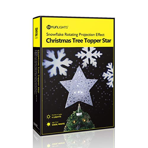 Lighted Christmas Tree Topper Star YUNLIGHTS Christmas Tree Star with LED Rotating Snowflake