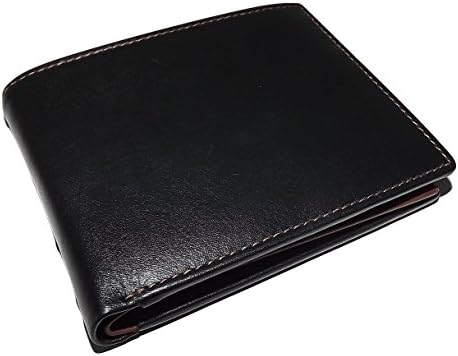 Italia Leather Men's RFID Blocking Bifold Passcase Wallet with Coin Pouch Black