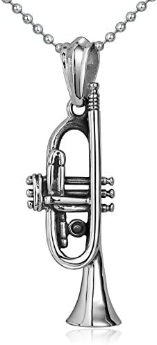 Stainless Steel Pendant Necklace Musical Instrument Trumpet Bugle Silver Men Pendant Necklaces