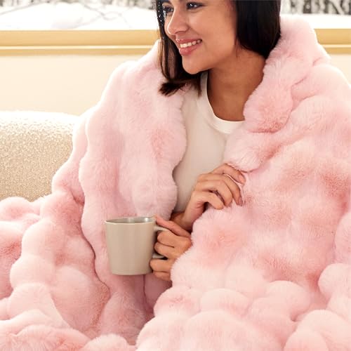 Bedsure Tie-Dye Bubble Faux Fur Throw Blanket