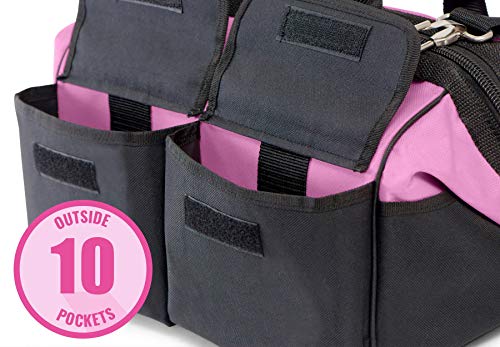 Pink Power 16” Tool Bag for Women with 22 Storage Pockets and Shoulder Strap (Certified Refurbished) - Thumbnail 2