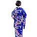 Women's Kimono Costume Adult Japanese Asian Top Dress Robe Sash Belt Fan Set Outfit (Royal Blue)