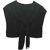 Women's Casual Knit Sweater Shawl Wrap Tied Detachable Fake Collar Triangle Knotted Shawls Travel Cape Shoulder Tops