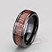Men's Wedding Bands 8mm Black Tungsten Carbide Engagement Promise Ring with Hawaii KOA Wood Inaly High Polished Finish Comfort Fit Size 6-13
