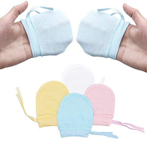 Ehdching Pack of 4 Unisex Mesh Thin Cotton No Scratch Mittens Gloves for 0-12 Months Newborn Infant Baby Boys Girls - Thumbnail 7