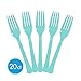 Party Perfect Cool Plastic Fork Tableware, Robin's Egg Blue, Full Size, Pack of 20