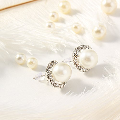 KAVANI 18k Sliver Plated Water Drop Pearl Pendant Necklace Earrings Set Jewelry Set for Women - Thumbnail 2