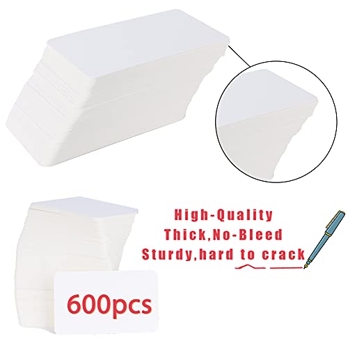 Koogel 600 Pcs White Study Cards, 2.2 x 3.5 Inch Study Cards Index Cards on Ring Flash Cards for School Learning Memory Recipe Cards Game Card