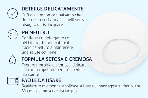 Shampoo Cap for Bedridden and Elderly 5+1 Free – Disposable Hair Cap without Rinse with Conditioner, Microwave Heated, pH Neutral, Hygiene and Comfort in Bed and on the Move