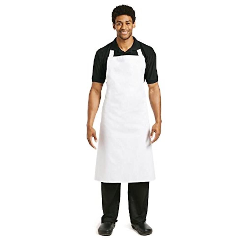Whites Chefs Clothing Professional Bib Apron, White, Size: XL / X-Large / Extra Large, Material: 80% Polyester / 20% Cotton, Measurements: 915(W) x 1066(L)mm, Chefs Apron, Cooking Apron, A522