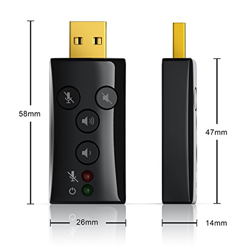 CSL-Tarjeta-de-Sonido-Externa-71-USB-Sonido-Surround-3D-dinamico-Incl-Botones-de-funcion