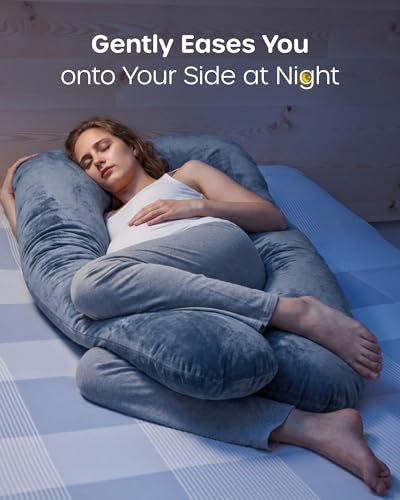 Nuliie Pregnancy Pillow for Sleeping, U Shaped Full Body Pillow Pregnancy Pillows, Maternity Pillow Support for Back, HIPS, Legs for Pregnant Women, with Washable Velvet Cover (Grey)