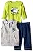 BON BEBE Baby Boys' 3 Piece Microfleece Vest and Pant Set with Side Snap Bodysuit, Future All/Star Gray, 0-3 Months