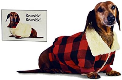 Cozy Pet Reversible Flannel and Synthetic Sheepskin Jacket 100% Polyester Button-Up Coat for Medium Dogs