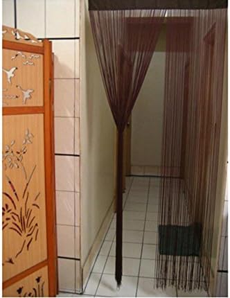 100 cm x 200 cm Modern String Solid Door Window Curtain Divider Room Valances Beautiful Curtain 1 Pcs (Coffee)