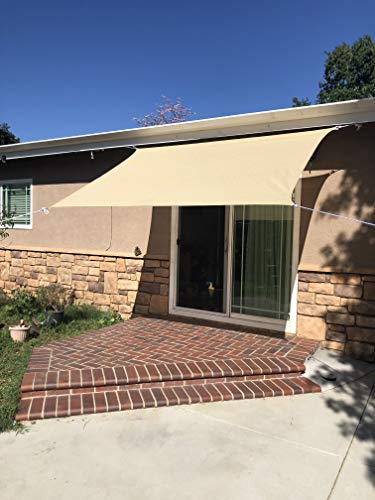 Eden's Decor Flat-Edged Rectangular 6' X 8' Beige UV-Blocking Sun Shade Sail for Outdoor Patio, Swimming Pool & Pergola Cover