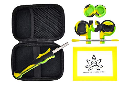 PeakState420 Silicone Honey Straw Travel Kit 6.5"| Carving Tool for concentrate wax| Budder Pipe | Pipe extracts | Wax Pipe (Yellow)
