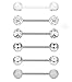 Finrezio 14G 9/16Inch Stainless Steel Nipple Tongue Ring Barbell Nipplerings Body Piercing Jewelry 12Pcs (A: 6Pairs-Silver)