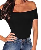FISACE Women's Sexy off Shoulder Rompers Bodysuit Leotard