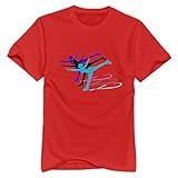 GYKU Men's Ice Skating T-Shirt Red US Size S,100% Organic Cotton