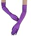 JISEN Women 20s Satin gloves Formal Bridal Banquet Party Wedding Opera Colorful Mitten 22 Inch Purple