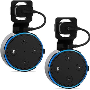 Outlet Wall Mount Stand for Home Voice Assistants Echo Dot 2nd Generation Hanger Holder Case Bracket, Space Saving Accessories Without Messy Wires or Screws (AMM001-2B), 2 Pack, Black by WALI