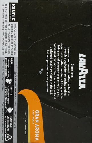 LAVAZZA GRAN AROMA SINGLE-SERVE COFFEE K-CUP® PODS FOR KEURIG BREWER, LIGHT ROAST, 10-COUNT BOXES