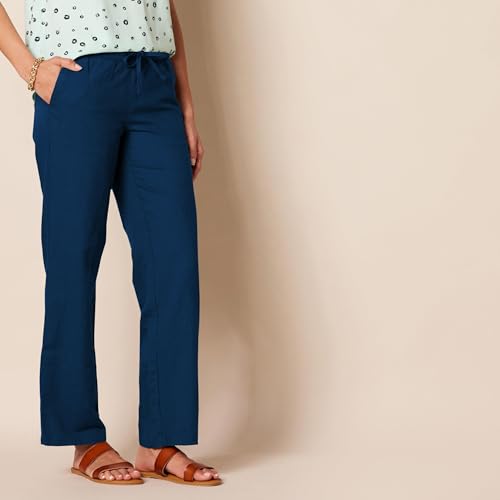 Amazon Essentials Women's Loose-Fit Drawstring Linen Blend Wide Leg Pants (Available in Plus Size)