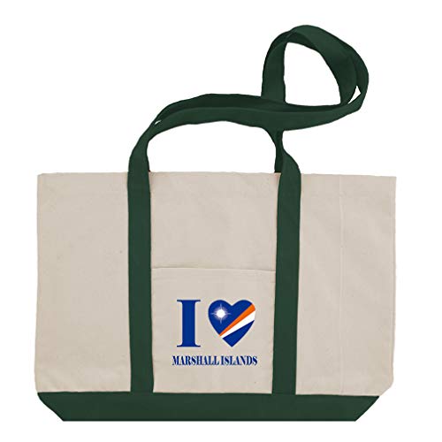 I Love Marshall Islands Cotton Canvas Boat Tote Bag Tote - Green