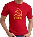 Cccp T-shirt Hammer Sickle Adult Soviet Tee - Red