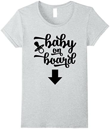 Womens Baby on board t-shirt Mom to be shirt Pregnancy announcement Large Heather Grey