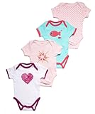 Leveret Short Sleeve 4-pack Variety Girls Bodysuit 100% Cotton (Size 0-24 Months)