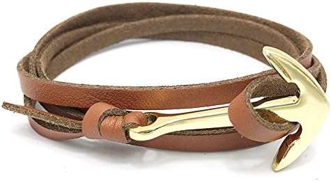 Orose New Infinity Chain Cuff Jewelry Antique Anchor Leather Charm Bracelet (Coffee)