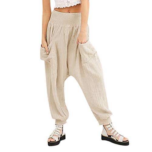 HebeTop Women’s Plus Size Petite Sport Knit Straight Leg Pant Beige
