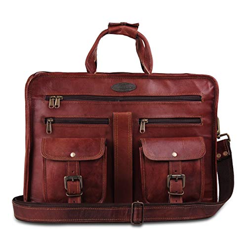 Handmade World Leather Messenger Bag 16 Inch Briefcase Messenger Bag