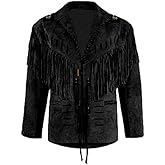 Quality Supply Mens Traditional Western Cowboy Suede Leather Jacket | Classic Native American jacket Coat with Beaded Fringed