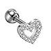 BodyJ4You 16 Gauge Clear Crystal Hollow Heart Cartilage Tragus Earring