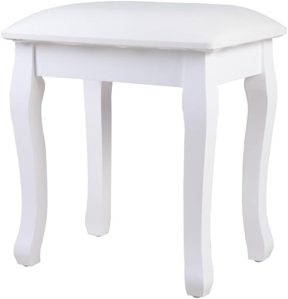 Organizedlife White Vanity Stool Padded Makeup Chair Bench