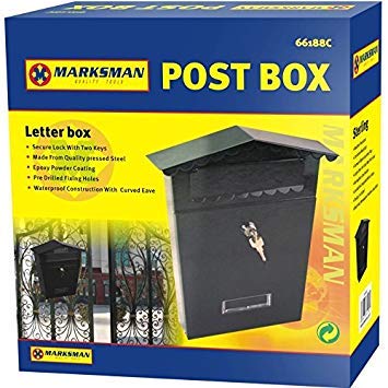 PRIME FURNISHING MARKSMAN SECURE PRESSED STEEL POST BOX - BLACK