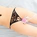 Panties,BeautyVan Fashion Design Thin Lace Crotchless Panties Crotch Thong With Pearls Massaging Underwear (Black)