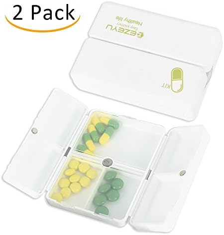 EZEYU Magnetic Foldable Mini Pill Box Case, 7 Day Pill Organizer with Dustproof Lids for Home and Travel (Green)