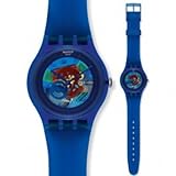 Swatch SUON101 indigo lacquered blue indigo dial blue indigo plastic strap men watch NEW