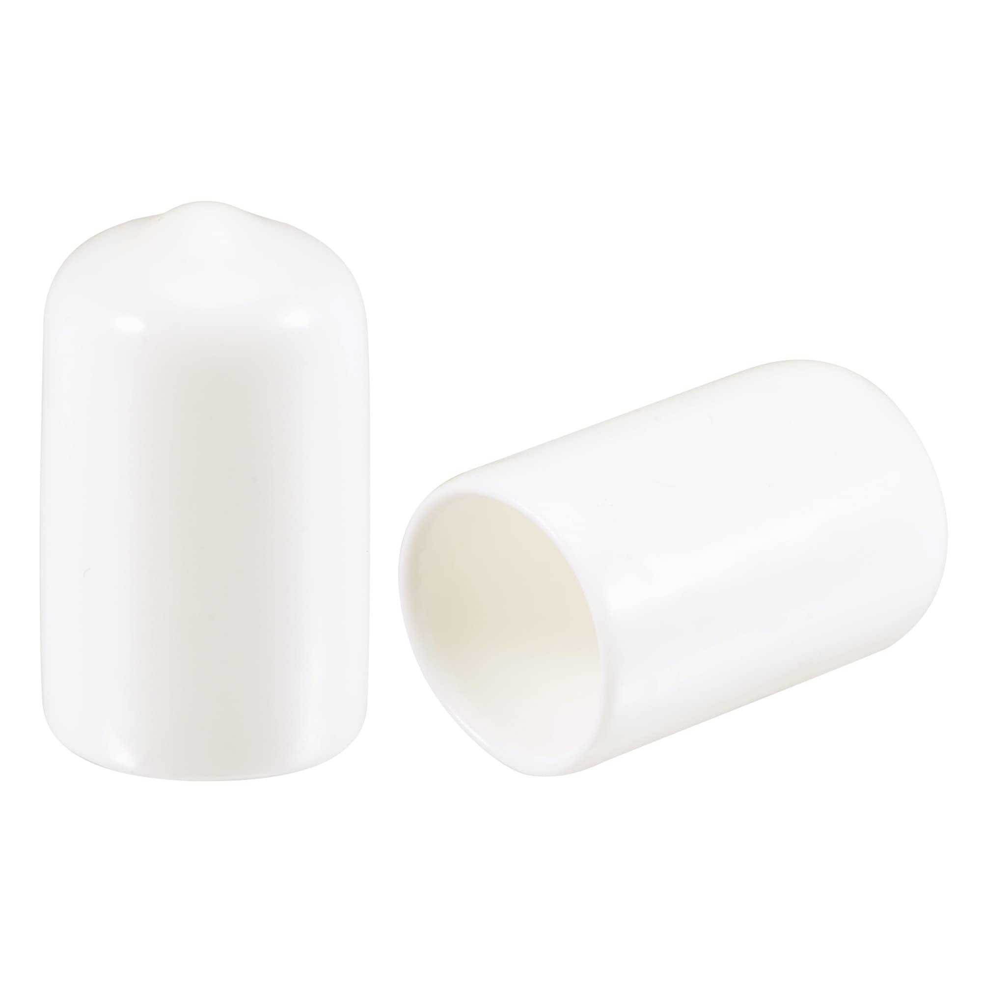sourcing map 50pcs Round Rubber End Caps 1/2"(12mm) White Vinyl Cover Screw Thread Protectors