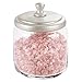 mDesign Glass Bathroom Vanity Storage Organizer Canisters Jars for Cotton Balls, Swabs, Makeup Sponges, Bath Salts, Hair Ties, Jewelry - 3 Pack - Clear/Satin