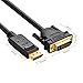 UGREEN DP to DVI Cable Male to Male DisplayPort to DVI-D 24+1 Adapter Video Cable Support 1080P Full HD with Gold-Plated for DisplayPort Enabled Desktops Laptops to Connect to DVI Screen 6FT