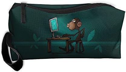 Monkey Cosmetic Bags Brush Pouch Makeup Bag Zipper Wallet Hangbag Pen Organizer Carry Case Wristlet Holder